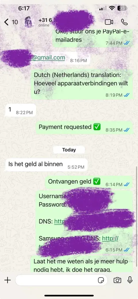 WhatsApp chat with a satisfied IPTVIVA customer WhatsApp chat with a satisfied IPTVIVA customer (2/7)